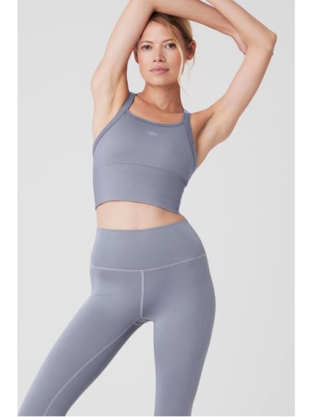 ALO seamless ribbed favorite bra tank in fog